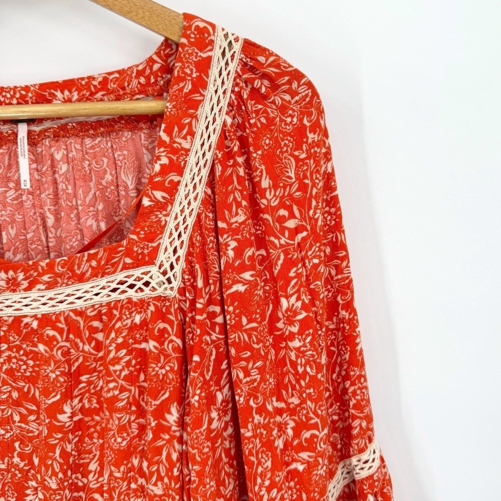 NEW Free People Talk About It Tunic Top Medium Boho Crochet Tiered Bell Sleeve - Picture 4 of 8
